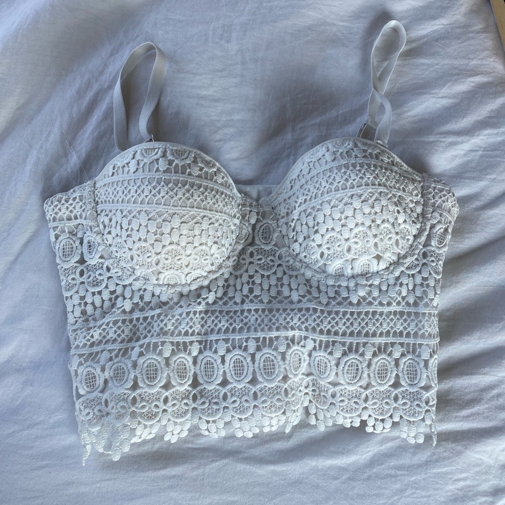 Forever 21- Beautiful white tight corset top!